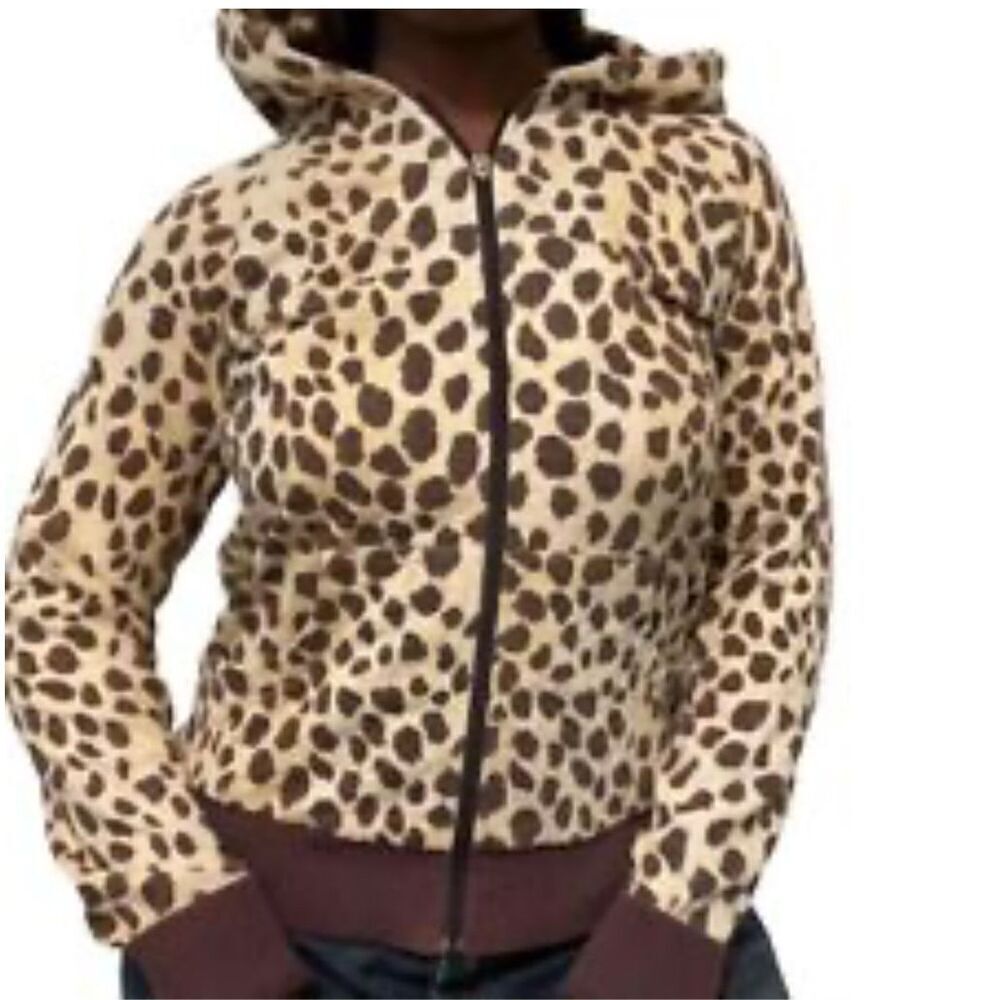 L.A.M.B. Gwen Stefani Vtg Y2K leopard/cheetah Animal Print Zip Hoodie Harajuku